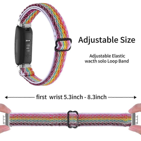 Til Fitbit Inspire 3 Wave Shape Vævet Nylon Smartwatch Rem Erstatningsarmbånd Multicolor Style E