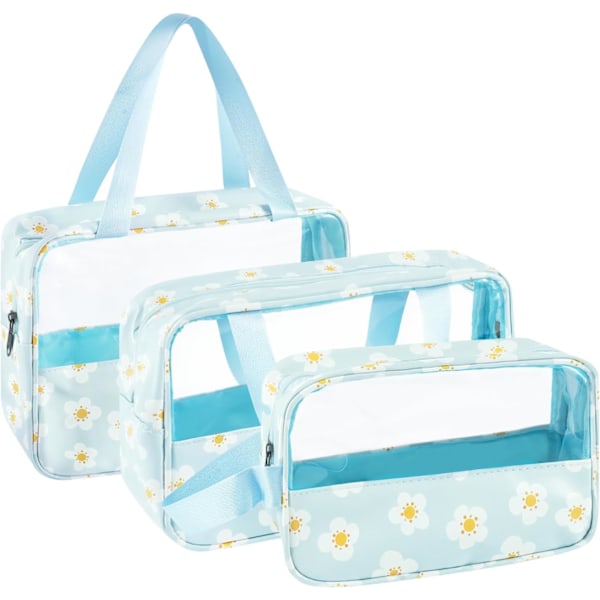 3-piece PVC waterproof transparent cosmetic bag set toiletry bag, large capacity, perfect for business or holiday travel