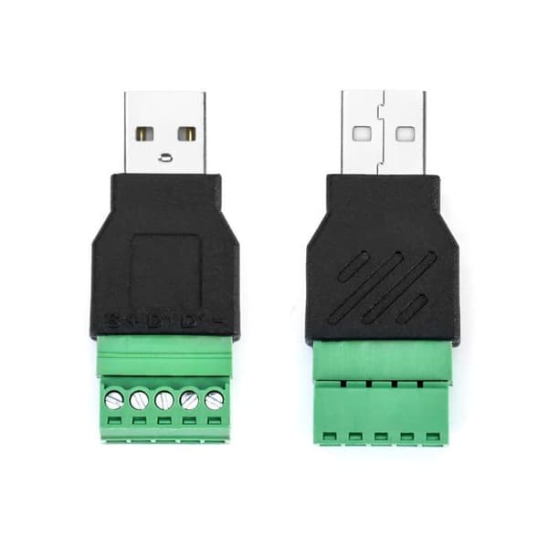 2 USB 2.0 hanstik - 5-bens hun skrueterminalblok - Opladning/dataoverførsel