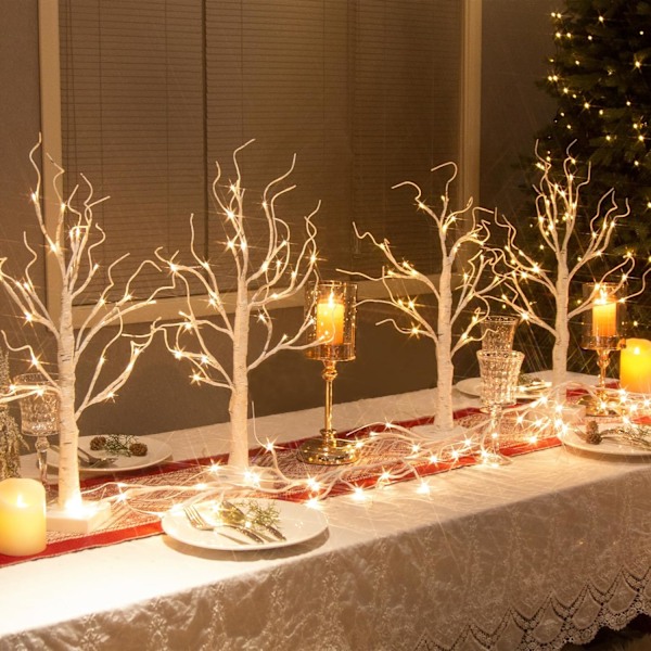 Tabletop Birch Tree with 24 Warm White LEDs Battery Operated Light up Twig Tree for Home Party Wedding Easter Christmas Decoration