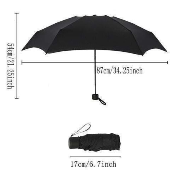 Lille mode mini lomme, folde UV-beskyttelse Vandtæt paraply (sort)