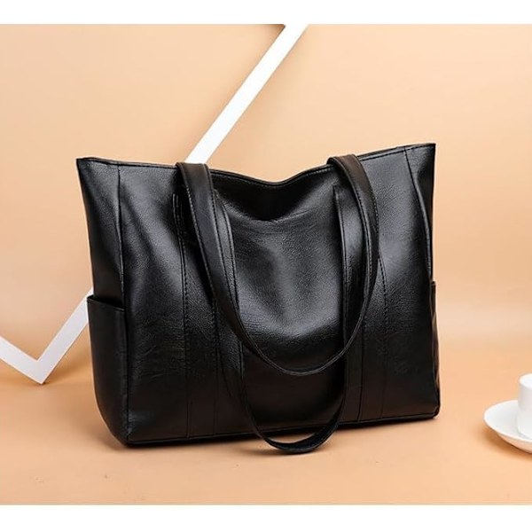 Dametasker, Damehåndtaske, Dame Crossbody Tasker, PU Læder, Dame Skuldertaske 01-negro