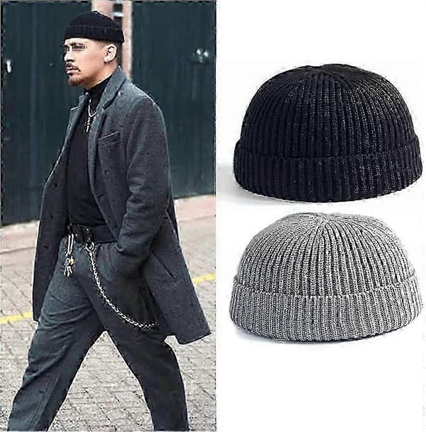 Strikket Hue Vinter Varm Skullcap Hat Grey