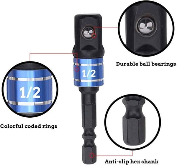 1/4\" 3/8\" 1/2\" Topnøgleholderadapter til slagboremaskine