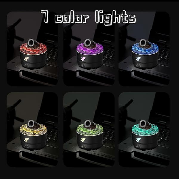 Stille Ultralyd Aromaterapi Luftfukter med Eterisk Olje Diffuser og 7-Fargers LED Black