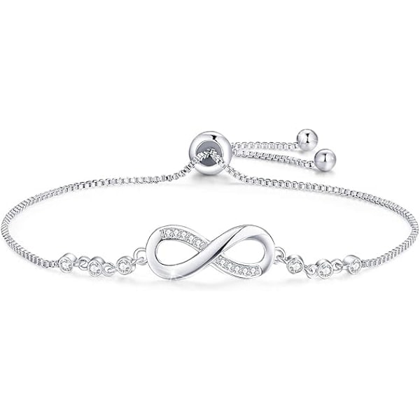 Infinity-ranneke naisille, ruusukulta ranneke kuutiosirkonilla, rakkausrannekkeet naisille, lahjat naisille, syntymäpäivälahjat hänelle silver