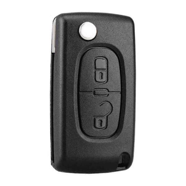 2 Knapper Nøglehus Kompatibel CE0523 kl Sammenklappelig til Peugeot 207 307 308 407 408 3008 5008 Citroen C2 C3 C4 C5 C6 C8 (2 Knapper, CE0523)