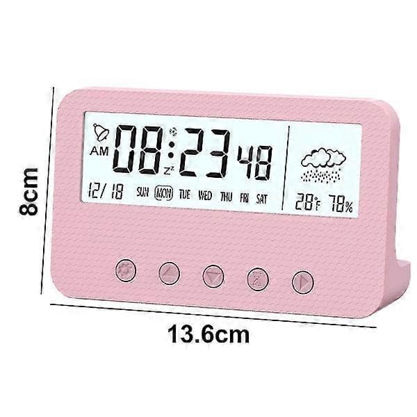 Led Elektronisk Väckarklocka Enkel Klocka Student Barn Sängbord Klocka Vit Rosa