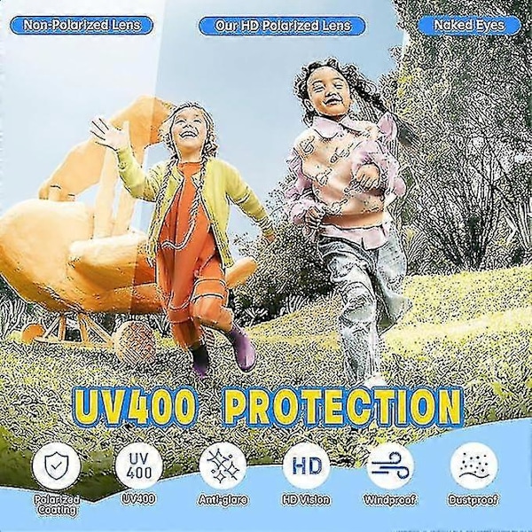 Polarisoidut lasten pyöräilyaurinkolasit, UV400-suojaus, säädettävät tuulenpitävät suojalasit, lasten urheiluaurinkolasit pojille ja tytöille - Hyvä B