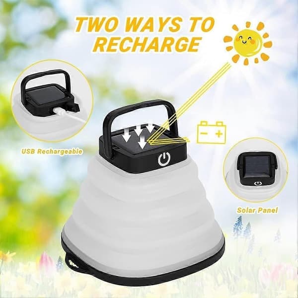 Camping Light Solar LED-lys Sammenleggbart LED-lys Camping Light 3 Dimmende Moduser Lommelykt Camping Light