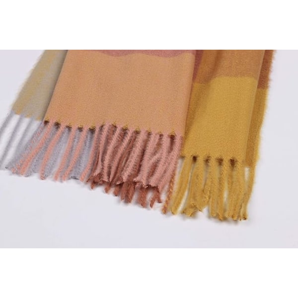 Naisten Pehmeä Käsittelemätön Villahuivi Suuri Pashmina Huivi ja Kääre Lämmin Stola Peitto Ginger Yellow