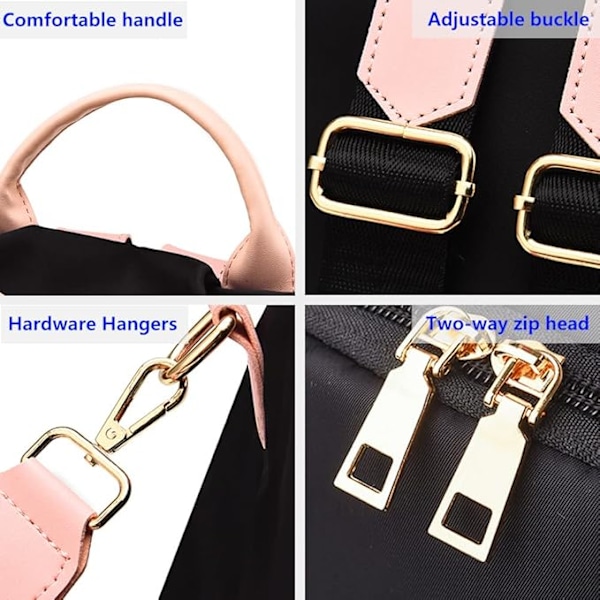 Fashion Bag Stöldskydd Liten Ryggsäck Dam, Svarta Ryggsäckar Rese Messenger Väska Flickor Crossbody Väska Oxford Nylon Vattentät Casual Canvas Väskor