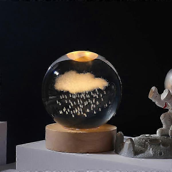 3D Krystallkule Måne Planet Globe Bordlampe B LED Nattlys Dekor Gave solar system