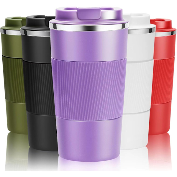 Resanvändbar Termosmugg Kaffe Koppar Vakuumisolering Rostfritt Stål Flask för Varma Kalla Drycker Purple 380ml