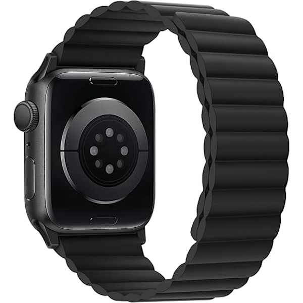 Magnetiske remme kompatibel med Apple Watch-rem, silikonebånd med magnetisk lukning til mænd og kvinder Black 42/44/45/49mm