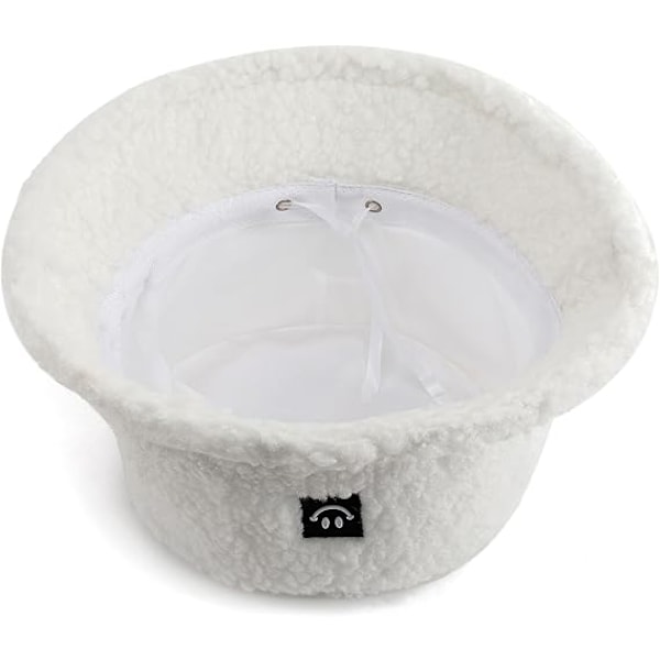 Vinter Fluffy Bucket Hat for Kvinner og Menn, Varme Fuzzy Furry Bucket Hats Smile White