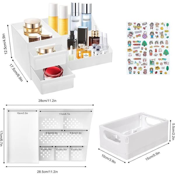 Makeup Organizer Opbevaring, Multifunktionel Makeup Organizer, Makeup Organizer med Skuffer