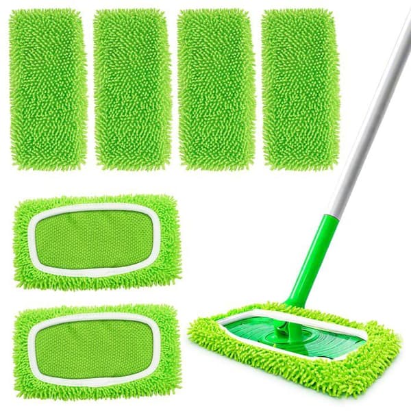 Swiffer-kompatible mikrofiberklude, 6-pak - Hvid, Universal - Genanvendelige vaskbare moppeklude til gulve