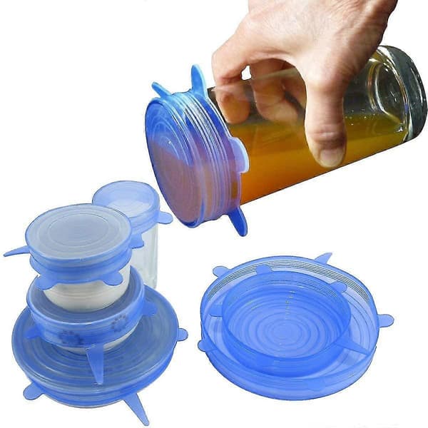 Silikonsträcklock, matsparande lock, 6-pack silikonmatlock, BPA