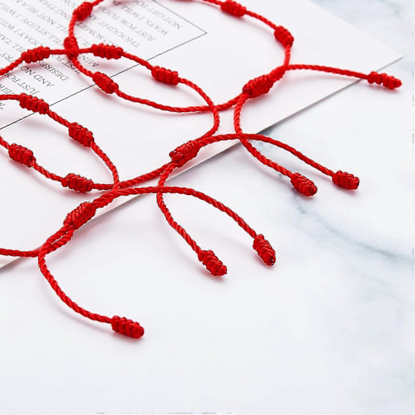 6 Stykker Sommer Snøre Armbånd Rødt Armbånd Rød Snøre Armbånd Justerbar Kabbalah Rød Knude Snøre Armbånd