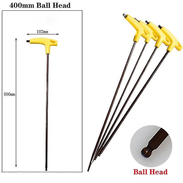 Ekstra Lang Arm T-håndtak Sekskantnøkkel 400mm Flat/kulehode Sekskant Skrutrekker Dobbel-ende Allen H5 short Flat Head