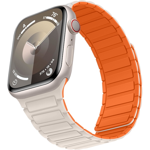 Magnetiske klokkestropper kompatible med Apple Watch-stropp, myk silikonerstatningsstropp designet for iWatch Starlight Orange 38/40/41mm