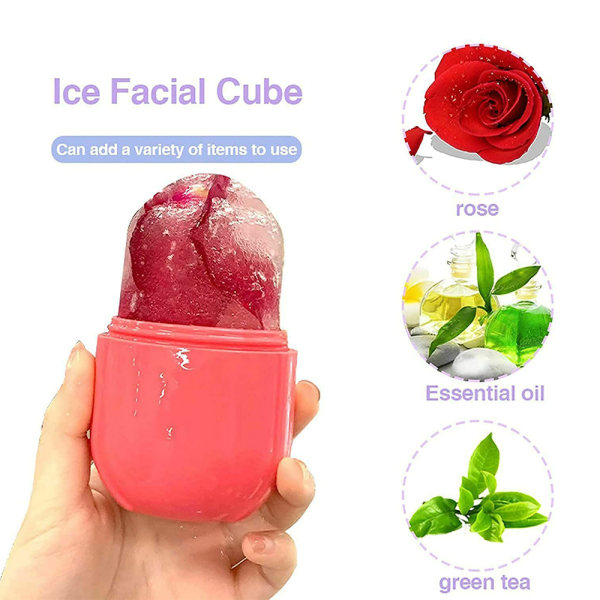 Beauty Silikone Ice Cube Massager Face Ice Roller Hudpleje pink