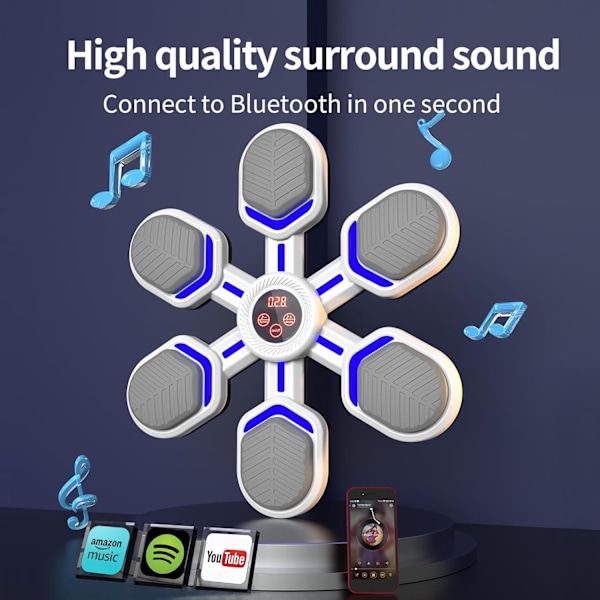 Musikalisk Boxningsmaskin med Boxhandskar, Smart Väggmonterad Musikalisk Boxningstränare med Bluetooth, Elektronisk Målträning a1