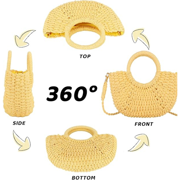 Stråväska för damer, vävd crossbody axelväska handväska satchel för sommaren Amarillo