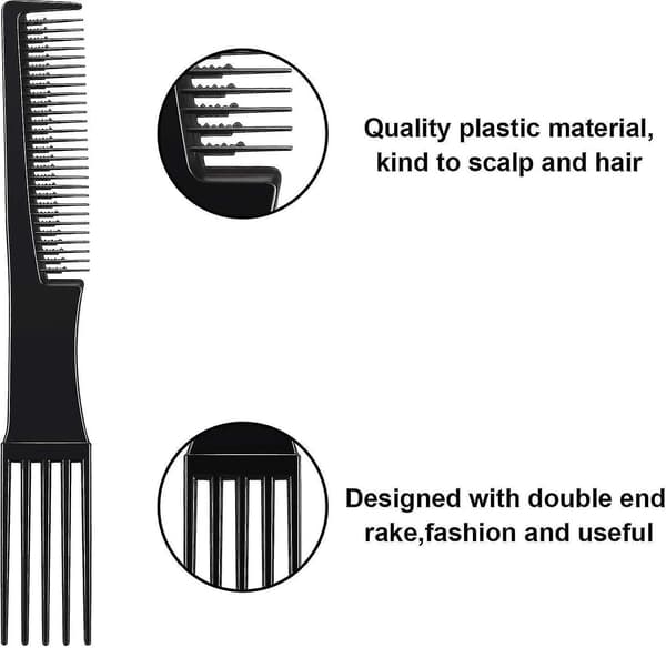 3 pakkausta Lift Combs Fork Combs Prong Combs Double End Rake Combs Styling Combs Black