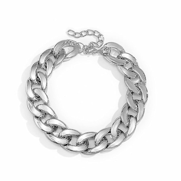 Punk Kubansk Kedja Choker Halsband Guld Lätt Chunky Oval Kedjelänk Halsband Statement Hip Hop Smycken igX LTE silver