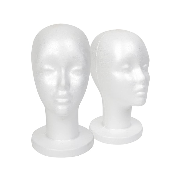 TG Hvit skum mannequin Head Display, styrofoam parykk hode (2-pakning)