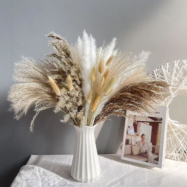 72 stk Naturlig Tørket Pampasgress Bukett Fluffy Pampasgress Dekor Kunstig Pampasgress Hjemmedekor Phragmites Tørkede Blomster