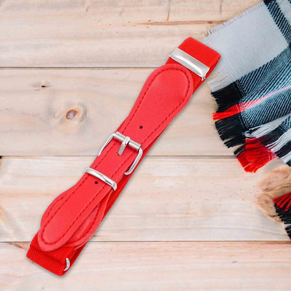 Elastiskt justerbart midjebälte för barn, avslappnat stretchbälte, sött klänningsbälte PU-läderbälte för pojkar jeans byxor kjolar Red 2.5cmx65cm