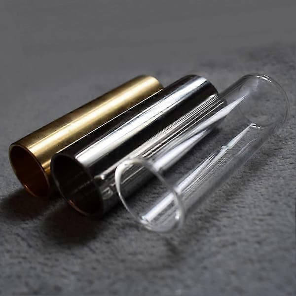 Gitarr Slide, Set med 1 Glas Slide, 1 Stål Slide och 1 Mässing Gitarr Slide, Bonus 10 Gitarrplektrum