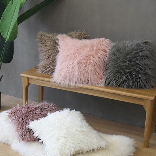 1 st Ryamatta Fluffig Örngott Kuddfodral Mjuk Fuskpäls Plysch 45x45cm pink