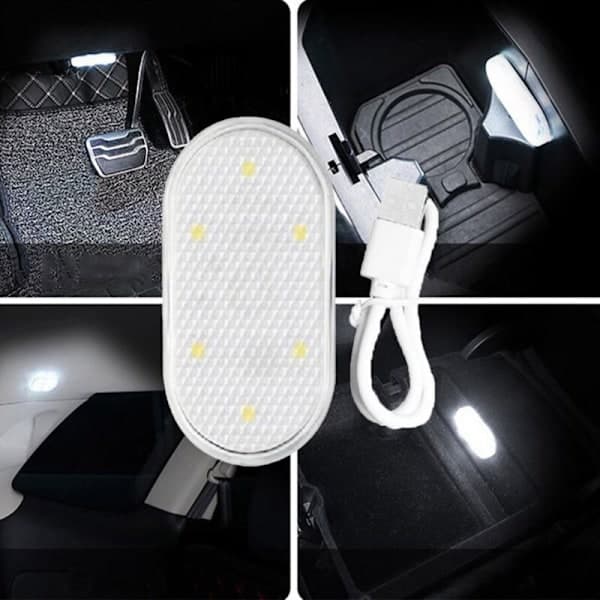 2 stk USB-lading Bil Interiør Atmosfære Lys Leselampe LED Trykksensor Isblå