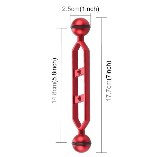 7.0 tum 17.7cm Dubbelkula Arm i Aluminiumlegering, Kuldiameter: 25mm Red