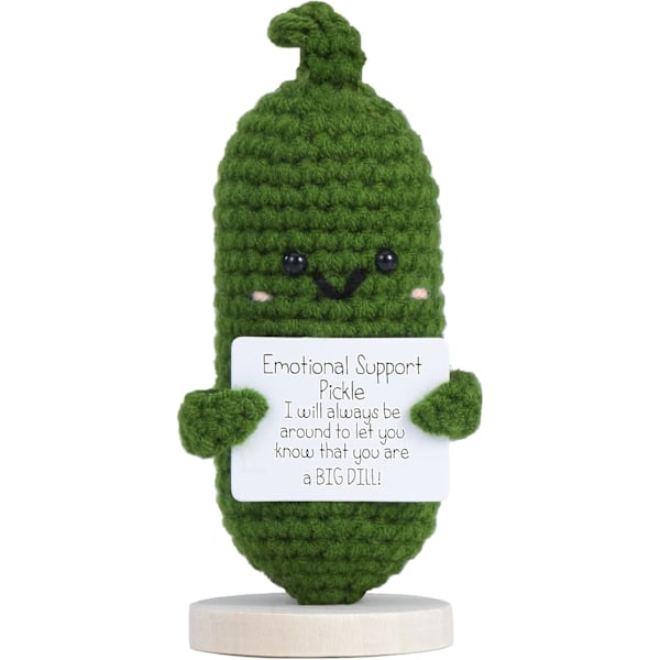 Emotional Support Pickle, Mini Knitted Pickle Doll with Positive Card, Good Luck Gifts, Funny Gifts, Positive Gifts Pocket Hug Knitted Wool