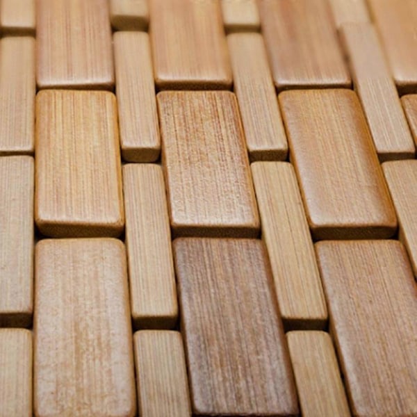 Teak Tre Baderomsmatte Føtter Dusjgulv Naturlig Bambus Sklisikker Stor 50x70cm