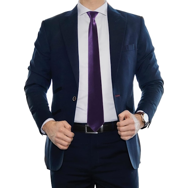 Herrar Slips Solid Färg Halsduk för Män Bröllop Business Formell Slipsar Purple