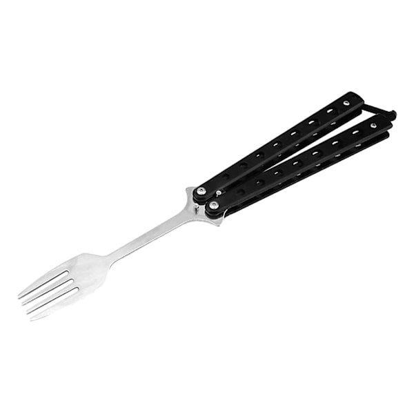 Butterfly Gaffel Butterfly Träningsredskap Utomhus Bordsservis Butterfly Träningsgaffel för Jakt Grilla Picknick Vandring Resa black handle 23cm