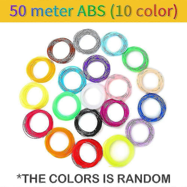 3D-utskriftspenna Digital Intelligent Tillverkning Med PLA Färger Filament Refill ABS 50M