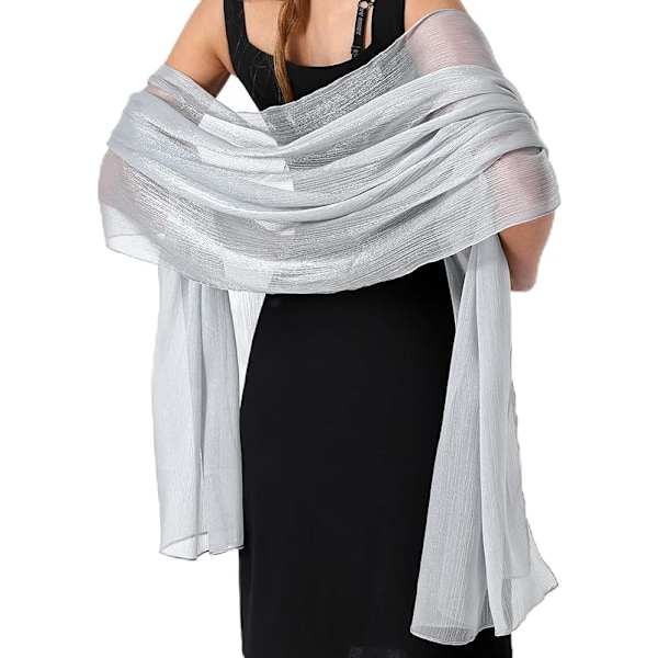 Dam Scarfs Sjal Mjuk Mode Silkeslen Satin Sjal för Brud Brudtärna Bröllop Kväll Fest Formell Bal Scarfs Silver Gray