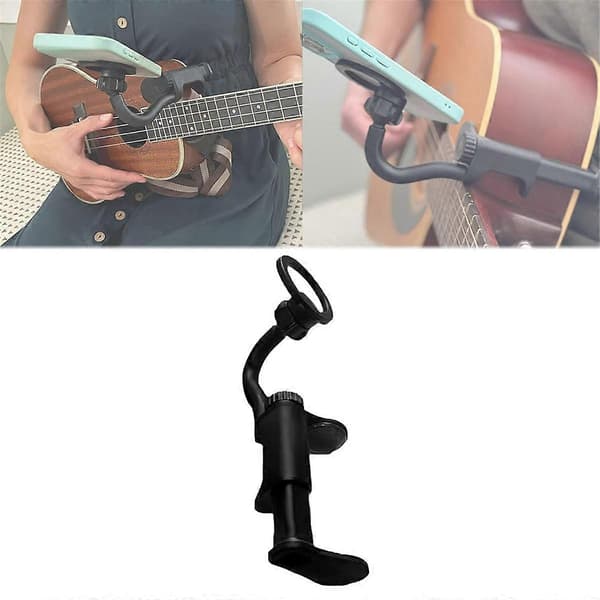Justerbart gitarstativ med telefonholder for direktesending
