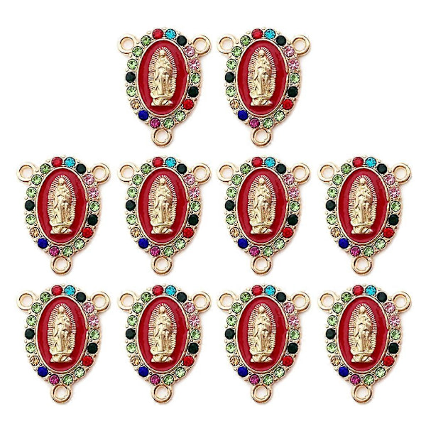 Jomfru Maria Charms til smykkefremstilling Emalje Bland Farve Rhinestones Vedhæng