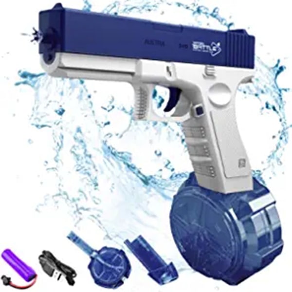 Elektrisk vandpistol Glock Automatisk vandblæser svømmelegetøj blå 1 stor vandtank blue 1 big water tank