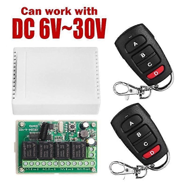 DC12V 24V 4CH Fjärrkontroll Switch 433M Mottagningskontroll Fyrvägs Relämodul
