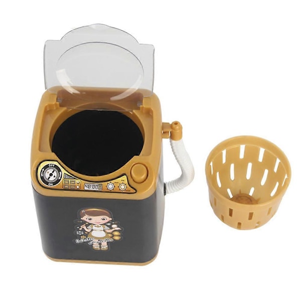 Mini Sminkborstrengörare Enhet Simulering Automatisk Rengörings Tvättmaskin för Svamp och Puderpuff Leksak Black