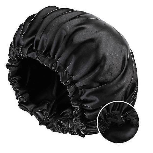 Ny dobbeltsidig sovehette, trendy elastisk hårpleiehette for kvinner, dusjhette med knapp